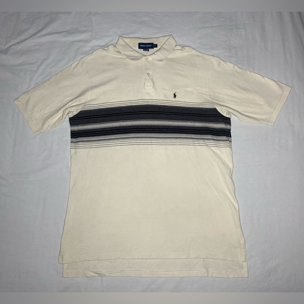 Polo Golf Ralph Lauren Shirt Men’s XXL Cream & Black Striped